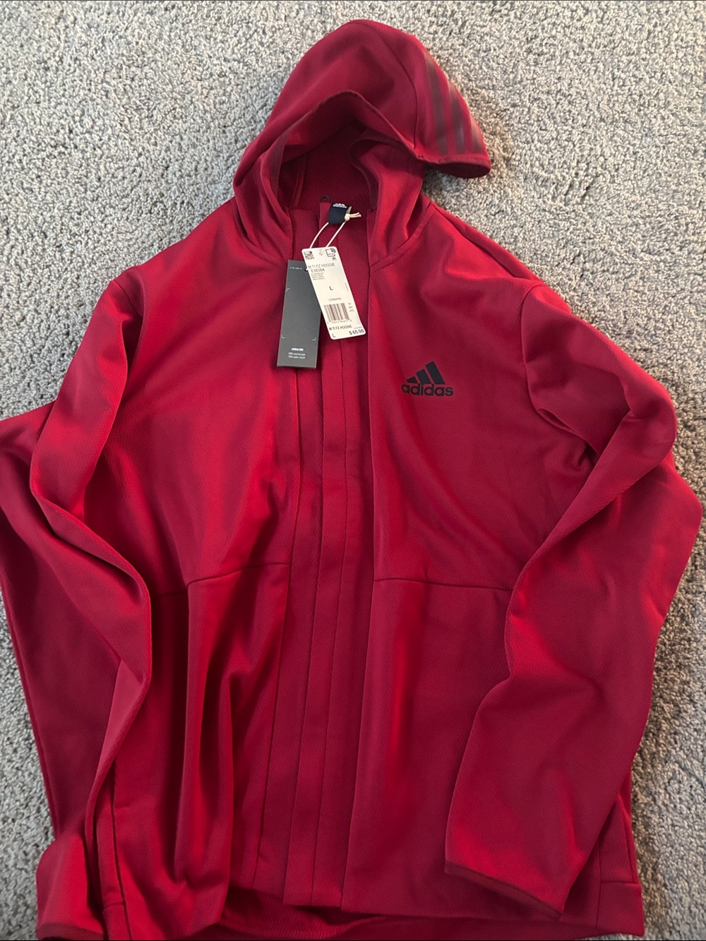 adidas Men's Hooded Performance Jacket in Deep Red